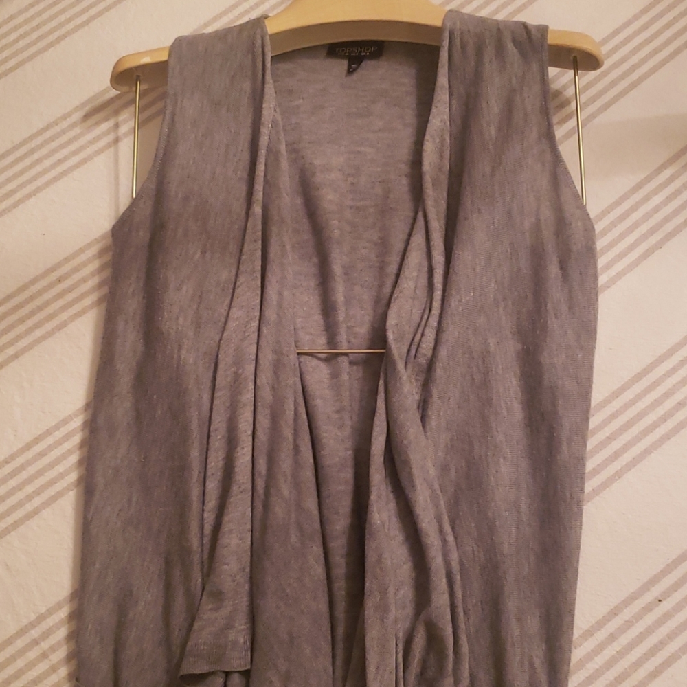 Topshop long vest in lightweight merino wool
